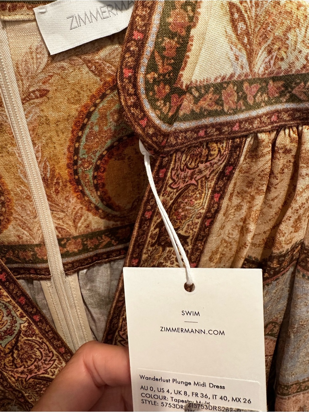 ZIMMERMANN
WANDERLUST PLUNGE MIDI DRESS TAPESTRY MULTI - Picture 7 of 7